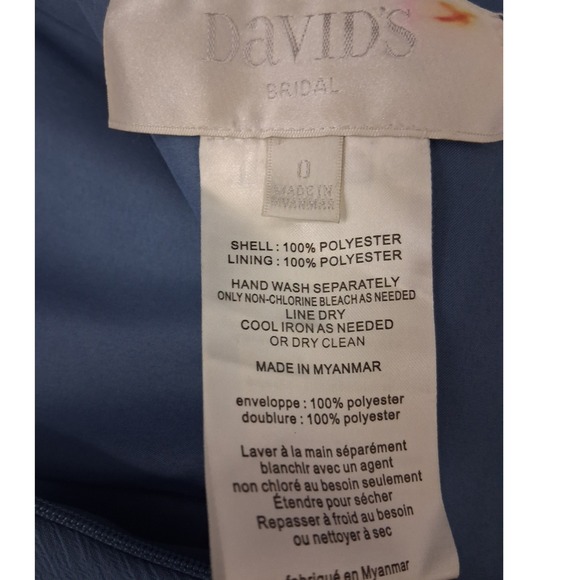 Davids Bridal Strapless Crinkle Chiffon Formal Dress Steel Blue Size 0 Prom - Picture 8 of 10